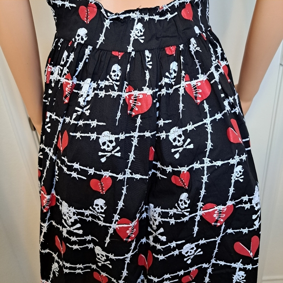 Dead Threads Goth Dress Zipper Broken Heart Skull Barbed Wire Emo Alt Open Back - Picture 6 of 11